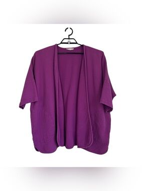 April Meets October Open Front Wrap Cardigan One Size Purple Gauze Lagenlook